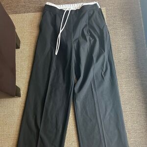 Wide leg pants with drawstring detail